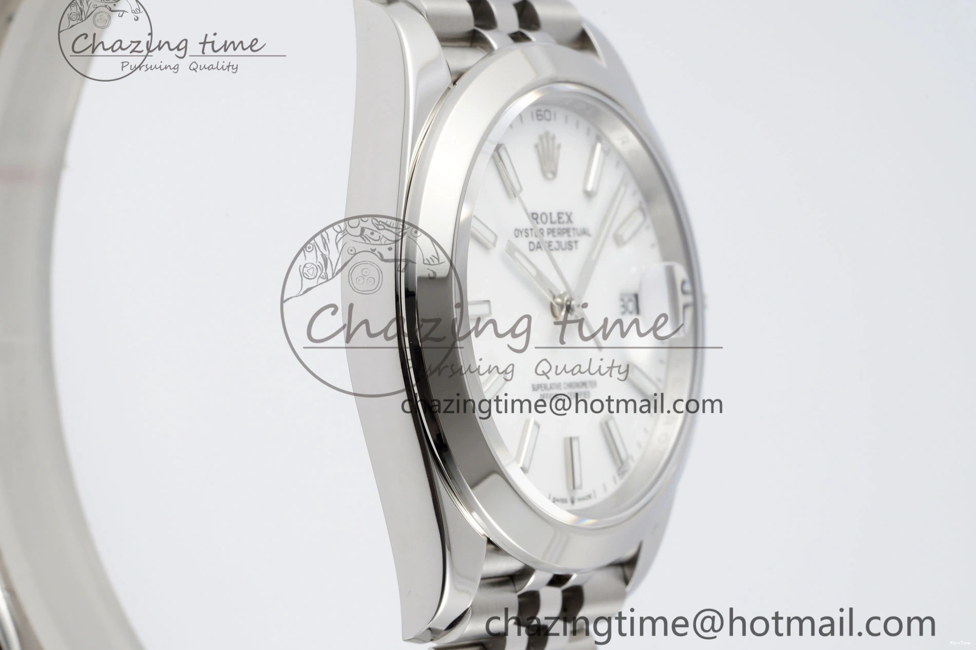 MiroTime 0508 RelaxedFit DateJust 41 SS Polished Bezel KING 1:1 Best Edition 904L Steel White Stick Dial on Jubilee Bracelet VR 2160